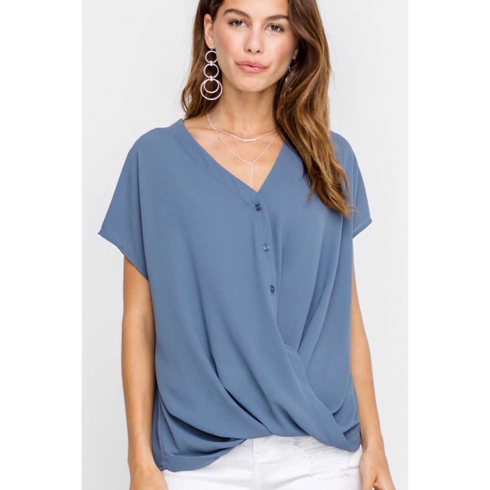 >>LAST<< Tasha Draped Button Blouse - Picture 2 of 4